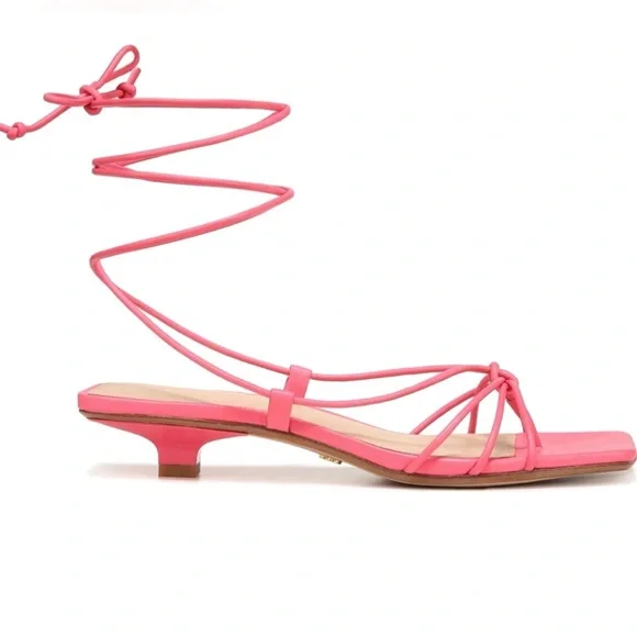 NEW VERONICA BEARD PINK LEATHER STRAPPY SANDALS - Picture 3 of 13